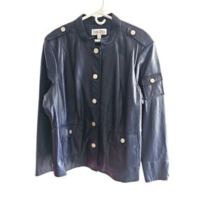 Bradley Bayou Women's Navy 100% Leather Jacket Size 2x